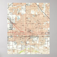 Vintage Map of Phoenix Arizona (1952)