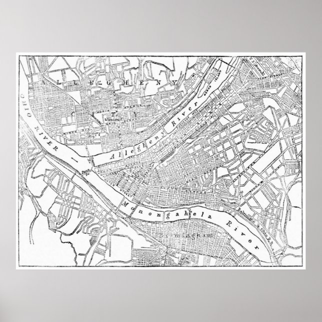Vintage Map of Pittsburgh (1885) Poster (Front)