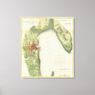 Vintage Map of Plattsburgh New York (1872) Canvas Print