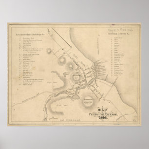 Vintage Map of Plymouth Village MA (1846) Poster
