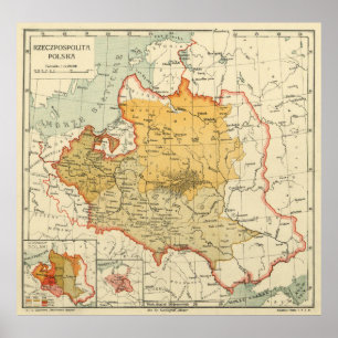 Vintage Map of Poland (1921) Poster