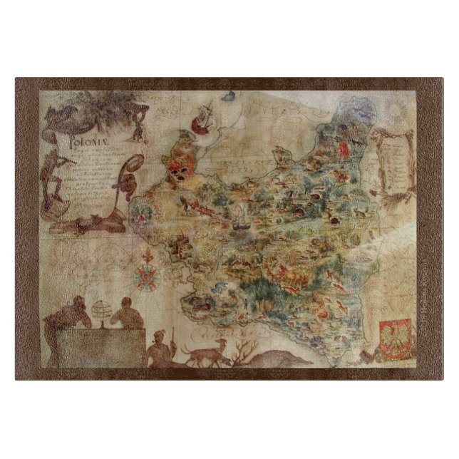 VINTAGE MAP OF POLAND C.1939 CUTTING BOARD (Front)