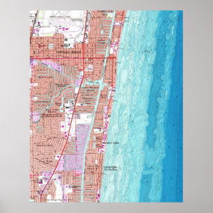 Vintage Map of Pompano Beach Florida (1962) Poster
