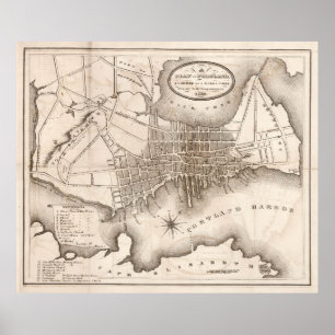 Vintage Map of Portland ME (1846) Poster