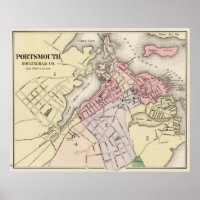 Vintage Map of Portsmouth NH (1877)