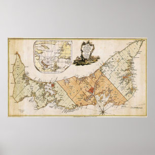 Vintage Map of Prince Edward Island (1775) Poster