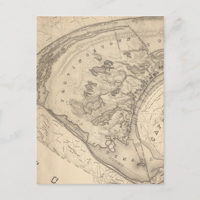 Vintage Map of Provincetown (1836) Postcard (Front)