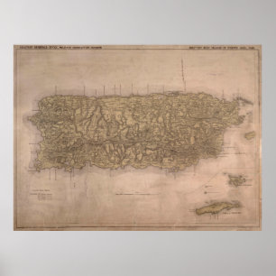 Vintage Map of Puerto Rico (1898) Poster
