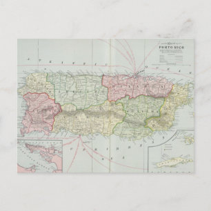Vintage Map of Puerto Rico (1901) Postcard