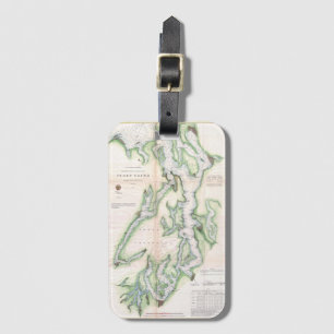 Vintage Map of Puget Sound Washington Coast (1867) Luggage Tag
