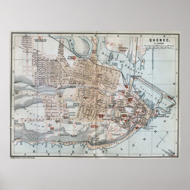 Vintage Map of Quebec City (1894) Poster (Front)