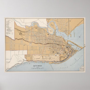 Vintage Map of Quebec City (1915) Poster
