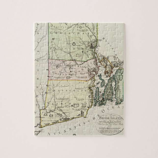 Vintage Map of Rhode Island (1797) Jigsaw Puzzle (Vertical)