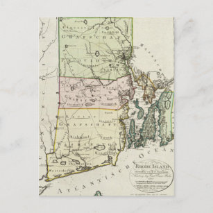 Vintage Map of Rhode Island (1797) Postcard