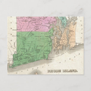 Vintage Map of Rhode Island (1827) Postcard