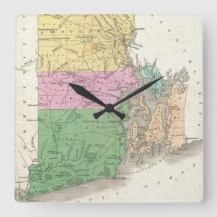 Vintage Map of Rhode Island (1827) Square Wall Clock