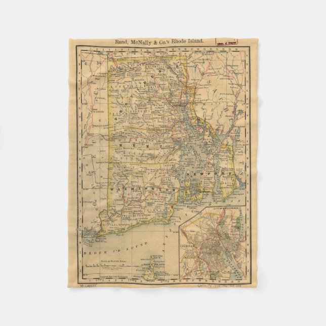 Vintage Map of Rhode Island (1875) Fleece Blanket (Front)