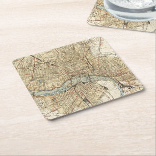 Vintage Map of Richmond Virginia (1934) Square Paper Coaster