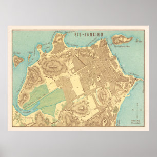 Vintage Map of Rio de Janeiro Brazil (1858) Poster