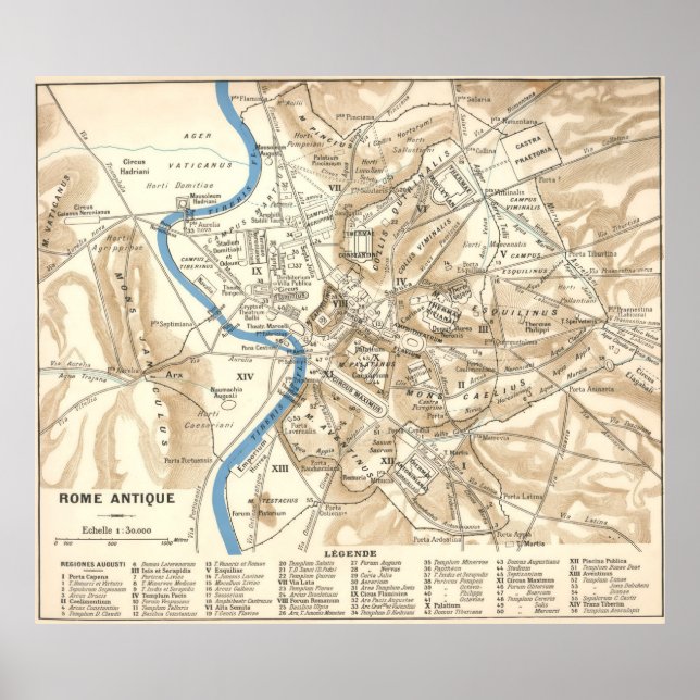 Vintage Map of Rome Italy (1870) Poster (Front)