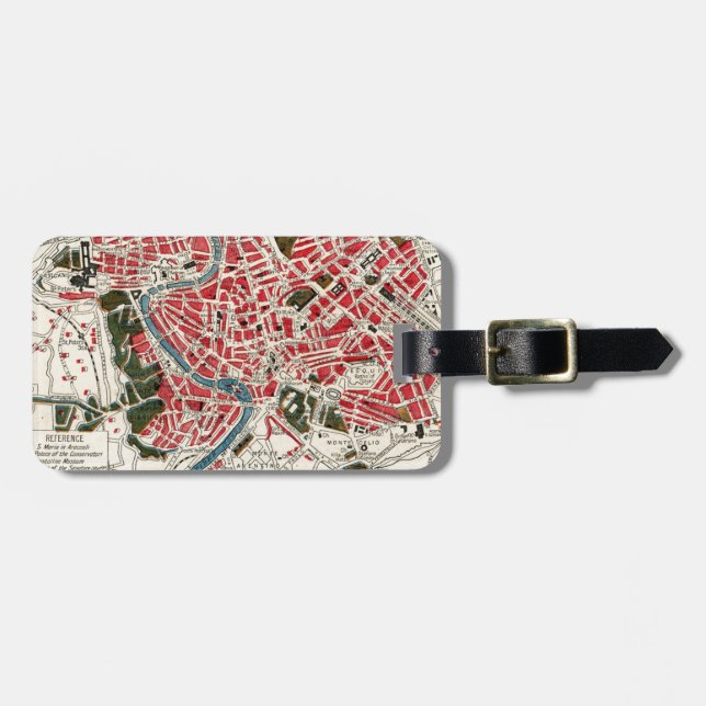Vintage Map of Rome, Italy. Luggage Tag (Front Horizontal)