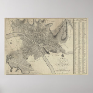 Vintage Map of Rouen France (1700s) Poster