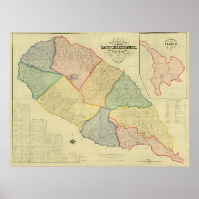 Vintage Map of Saint Kitts (1828) Poster (Front)