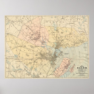 Vintage Map of Salem MA (1899) Poster
