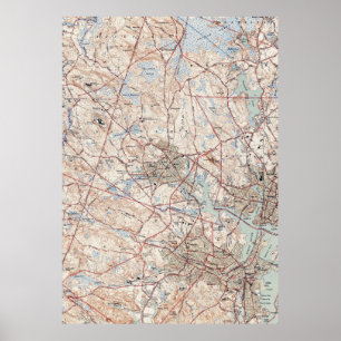Vintage Map of Salem Massachusetts (1942) Poster