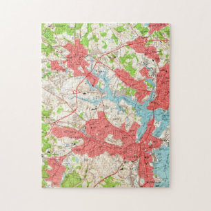 Vintage Map of Salem Massachusetts (1956) Jigsaw Puzzle