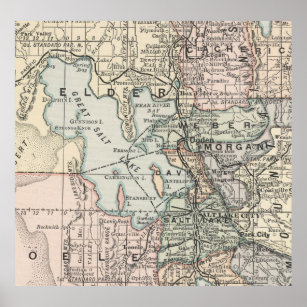 Vintage Map of Salt Lake City (1891) Poster
