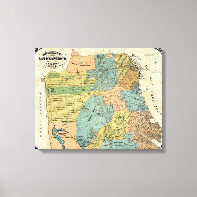 Vintage Map of San Francisco (1890) Canvas Print (Front)