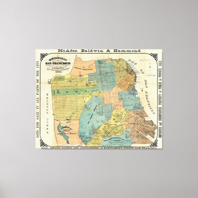 Vintage Map of San Francisco (1890) Canvas Print (Front)