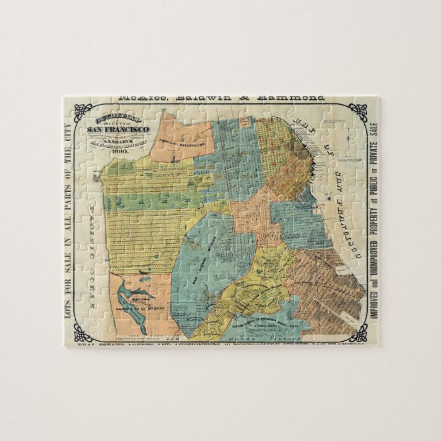 Vintage Map of San Francisco (1890) Jigsaw Puzzle (Horizontal)