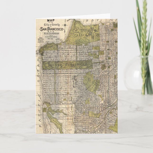 Vintage Map of San Francisco (1932) Card (Front)