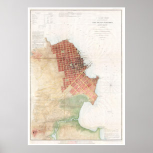 Vintage Map of San Francisco CA (1853) Poster