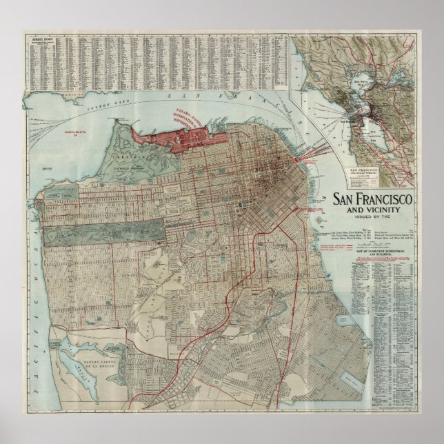 Vintage Map of San Francisco CA (1914) Poster (Front)