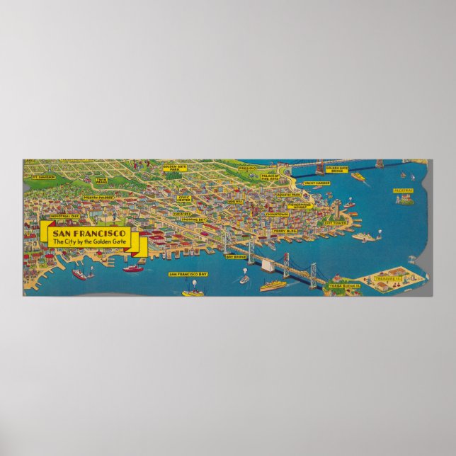 Vintage Map Of San Francisco Poster (Front)