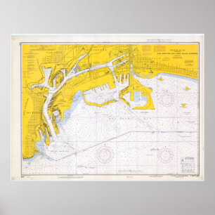 Vintage Map of San Pedro Bay CA (1970) Poster