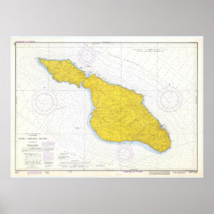 Vintage Map of Santa Catalina Island CA (1972) Poster