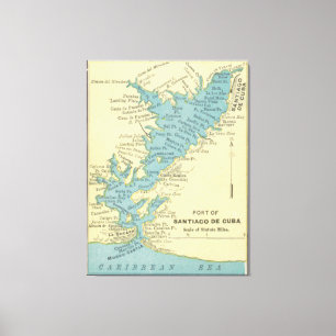 Vintage Map of Santiago de Cuba (1898) Canvas Print