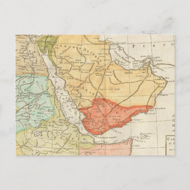Vintage Map of Saudi Arabia (1780) Postcard (Front)