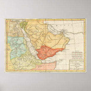 Vintage Map of Saudi Arabia, 1780 Poster