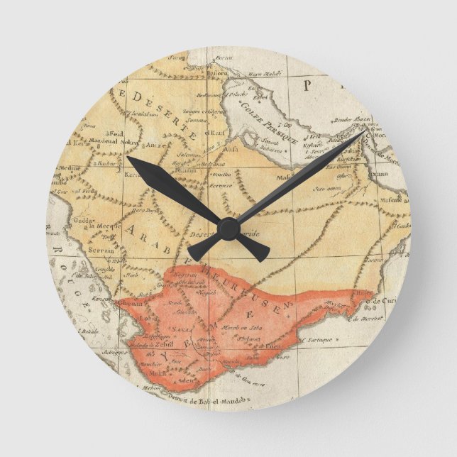 Vintage Map of Saudi Arabia (1780) Round Clock (Front)