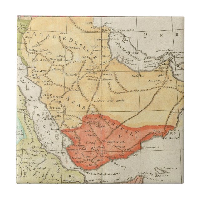 Vintage Map of Saudi Arabia (1780) Tile (Front)