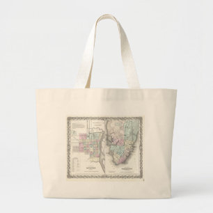 Vintage Map of Savannah and Charleston (1855) Large Tote Bag