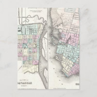 Vintage Map of Savannah and Charleston (1855)