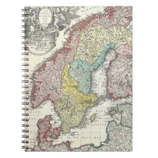 Vintage Map of Scandinavia (1730) Notebook