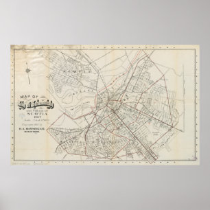 Vintage Map of Schenectady NY (1917) Poster
