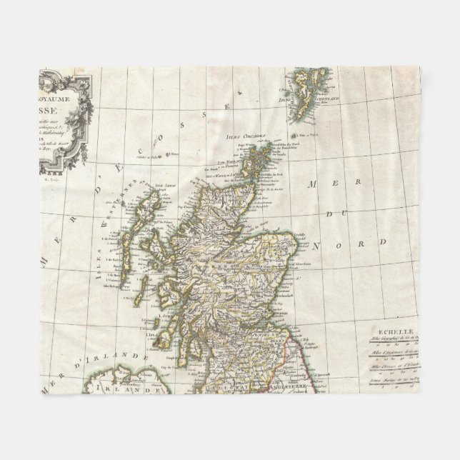 Vintage Map of Scotland (1772) Fleece Blanket (Front (Horizontal))